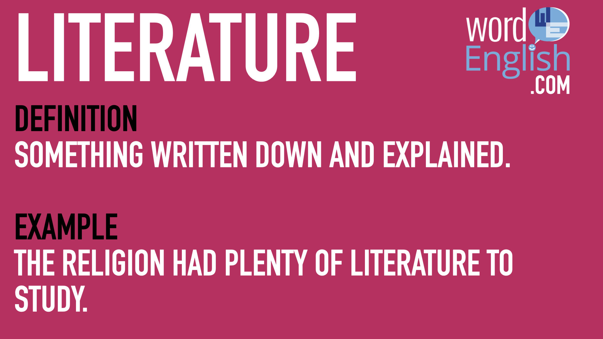 Literature Vocabulary Word English