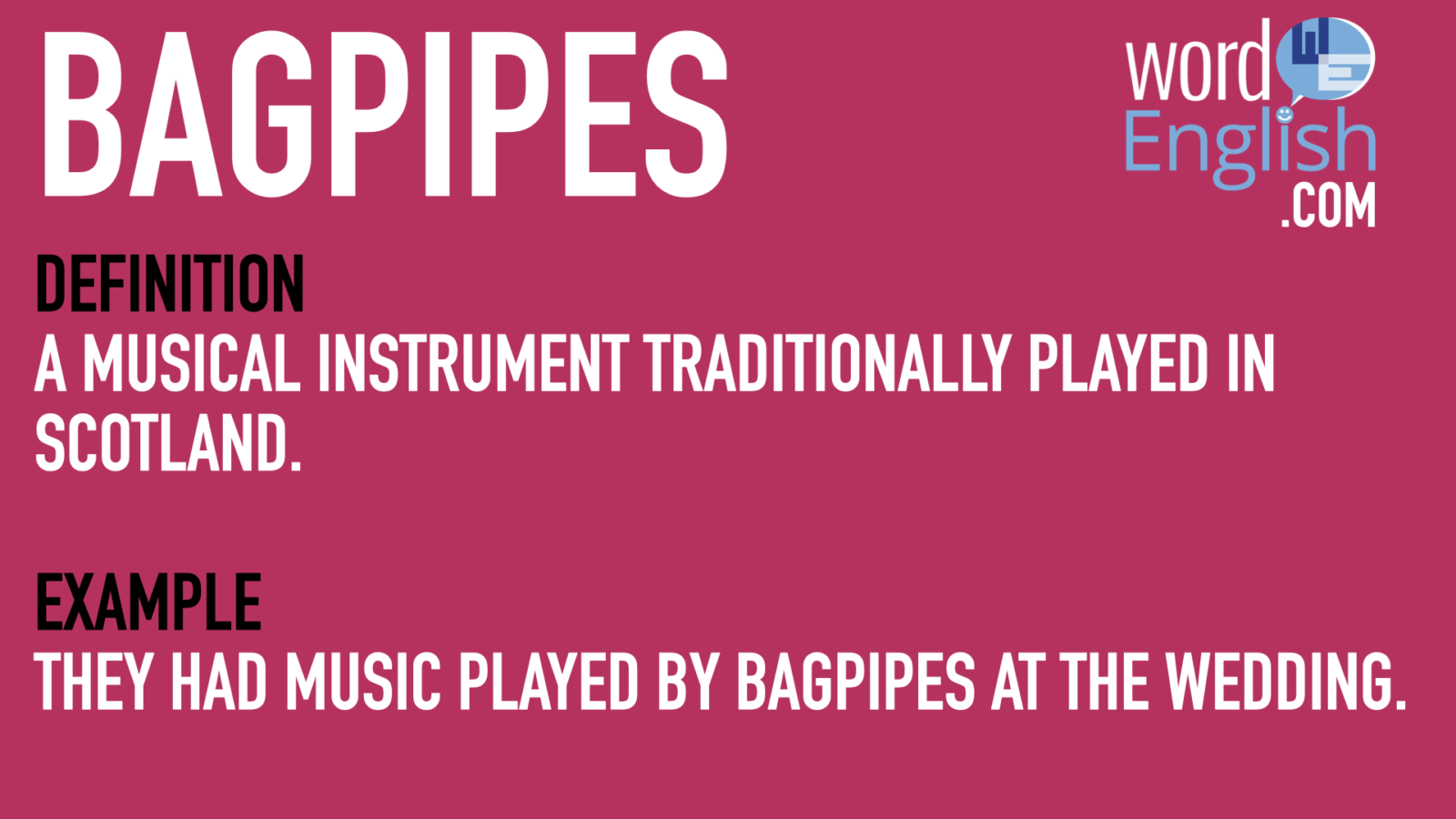 Bagpipes Vocabulary Word English