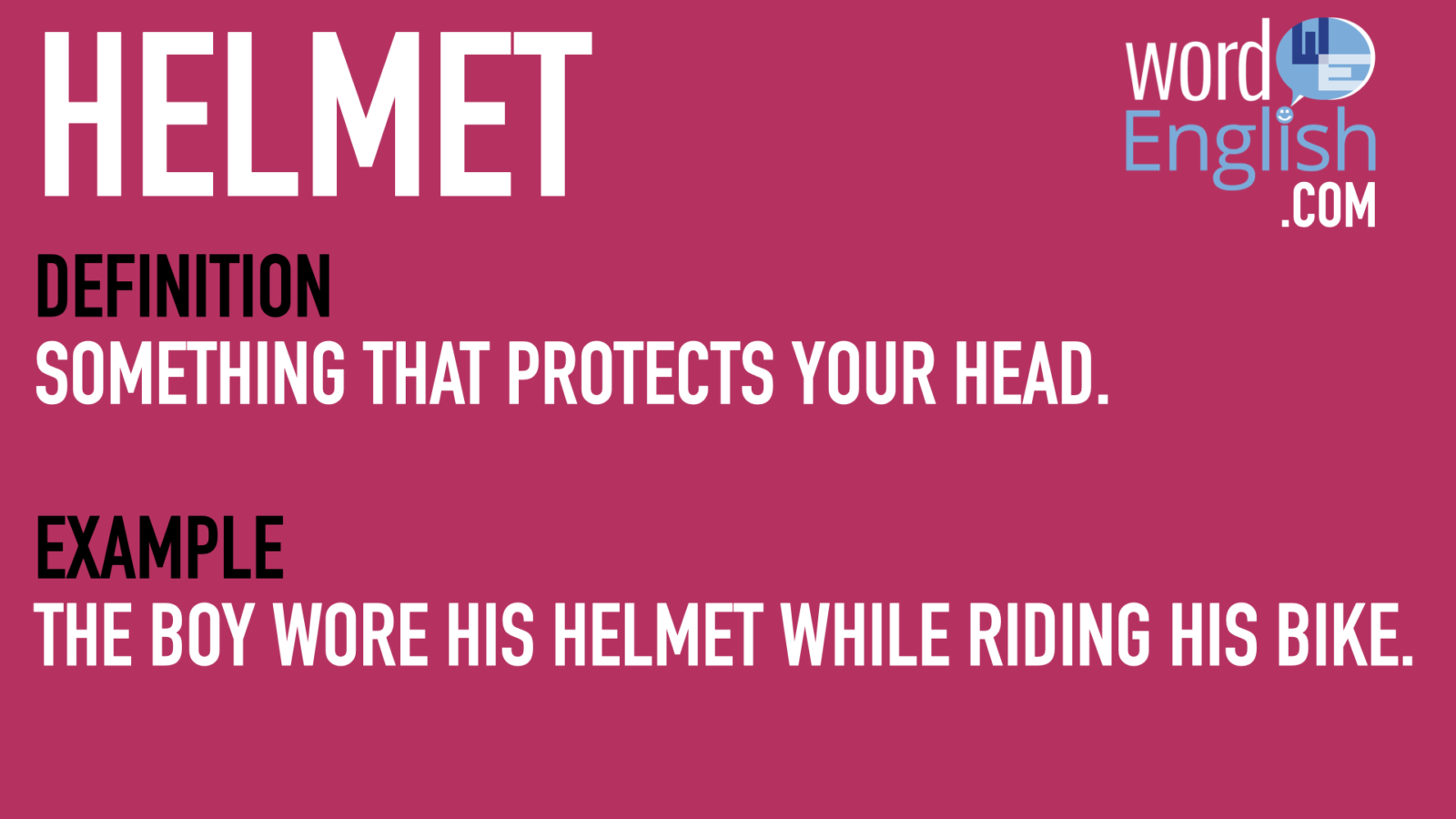 Helmet Vocabulary Word English